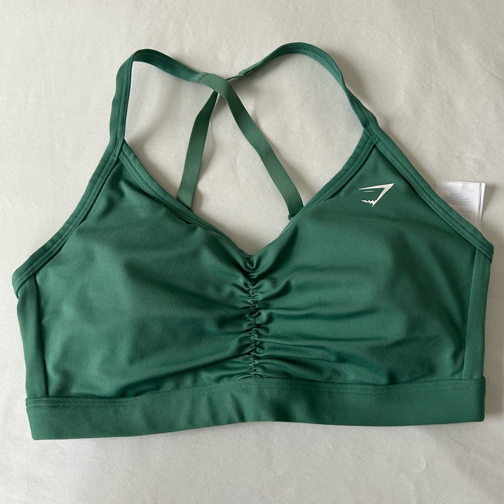 Gymshark Deep Green ruched Sports Bra size small